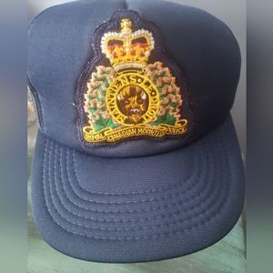 Vintage Snapback Blue RCMP  Patch Trucker Mesh  Hat Cap